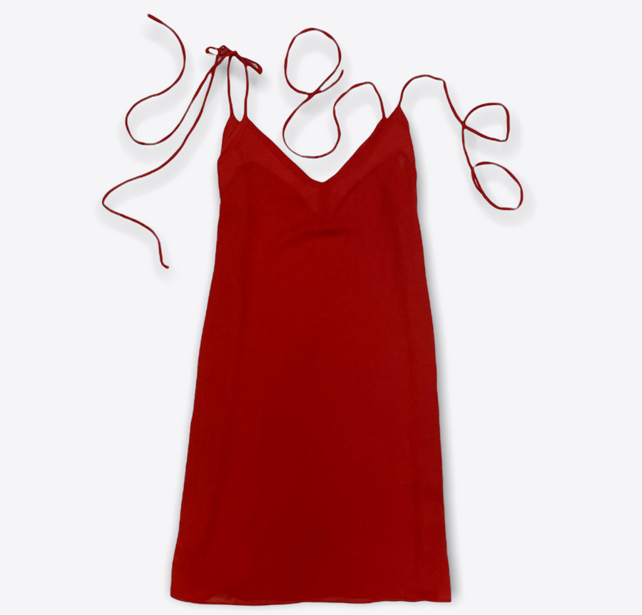 Red strappy dress